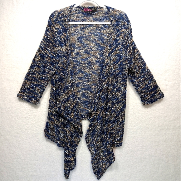 Peck & Peck Shimmering Chunky Blue & Gold Cardigan - Picture 5 of 11